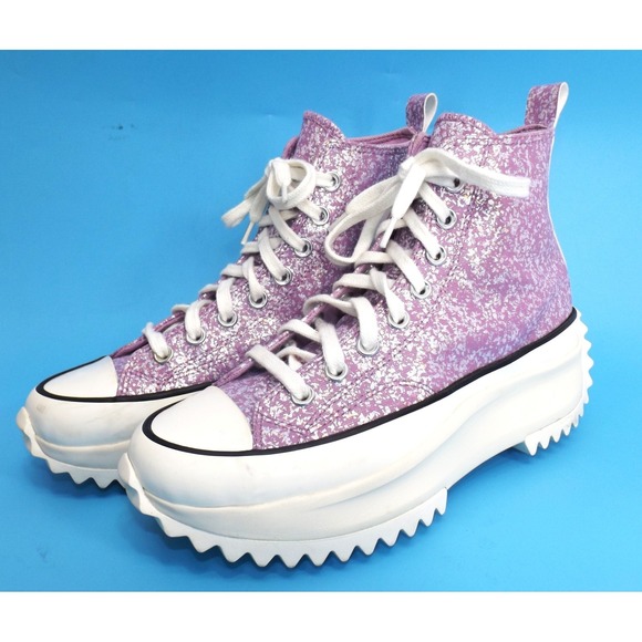 Converse Run Star Hike High Top Purple Glitter Platform Shoes-Ladies 9 / Men 7½ - Picture 4 of 16